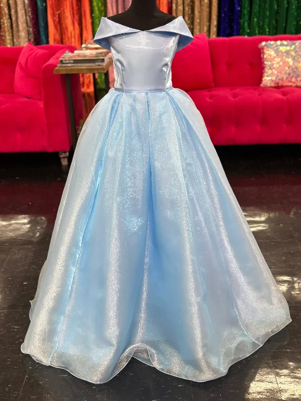 Massive Deals Marc Defang 5059 Size 14 Light Blue Girls Long off the shoulder A line Ballgown Princess Pageant Formal Wear