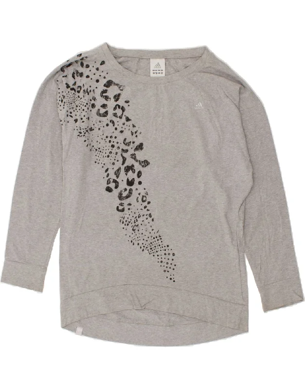 Exclusive Savings ADIDAS Womens Oversized Sweatshirt Jumper UK 16 Large Grey Animal Print