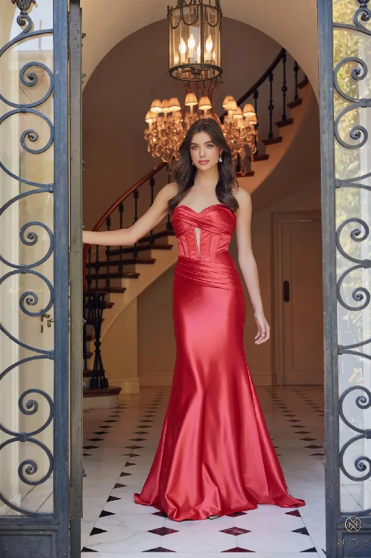 Buy More, Save More Nox Anabel T1500 Size 00 Red Long Formal Corset Dress Cut Out Strapless Prom Evening Gown Sweetheart