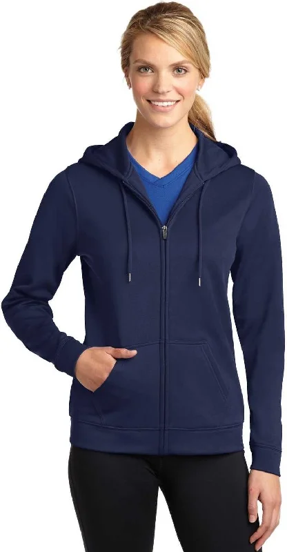 Early Access Sport-Tek LST238 Ladies Sport-Wick Fleece Full-Zip Hooded Jacket - Navy