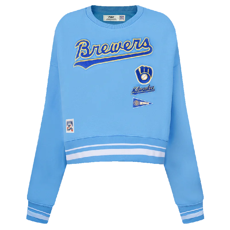 Price Fest SUDADERA DE CUELLO REDONDO MLB MILWAUKEE BREWERS RETRO CLASSICS PARA MUJER