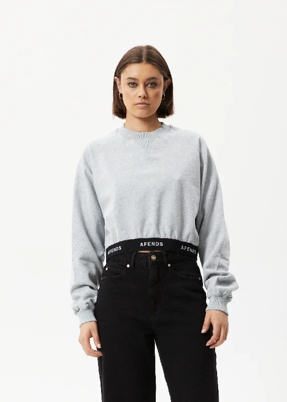 Special Discount AFENDS Womens Homebase - Cropped Crew Neck Jumper - Shadow Grey Marle