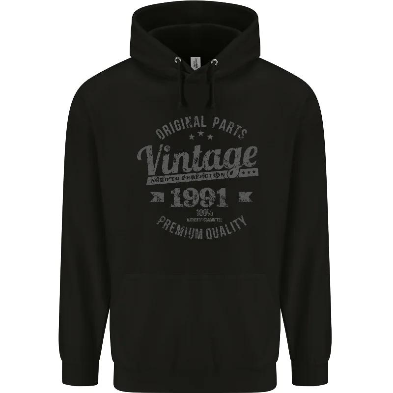 Exclusive Offers Vintage Year 33rd Birthday 1991 Mens 80% Cotton Hoodie Black