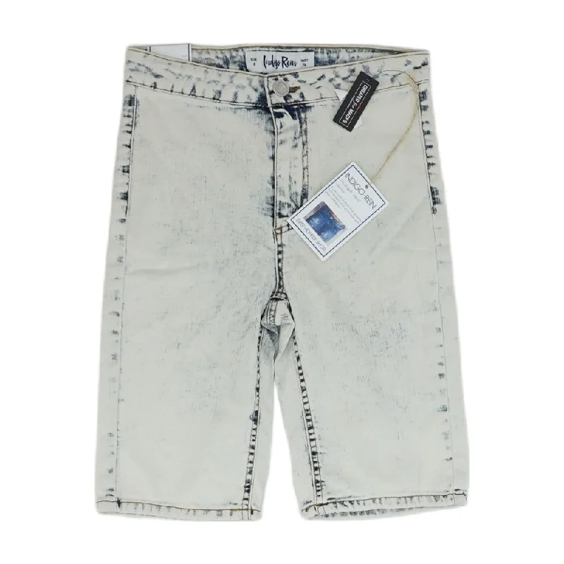Limited Availability Blue Solid Denim Shorts