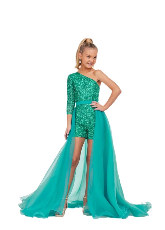Stock Clearance Ashley Lauren 8067 Size 12 Jade Kids Organza Overskirt with Wire Hem Fun Fashion Pageant Girls