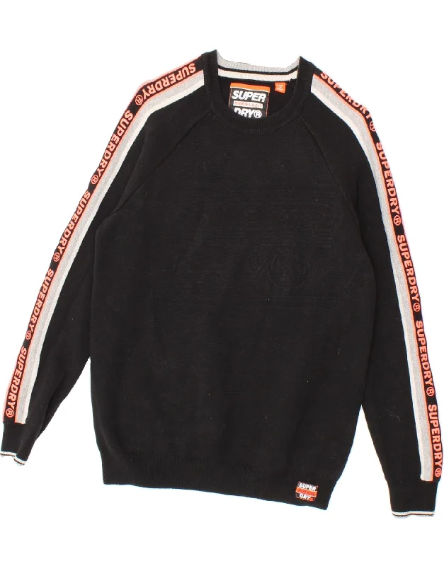 Exclusive Offers SUPERDRY Womens Graphic Sweatshirt Jumper UK 14 Medium Black Colourblock