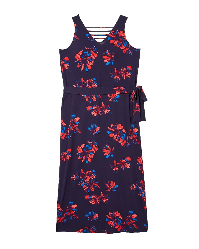 Year-End Sale Olivia Self Tie Maxi Dress | Navy / Pink