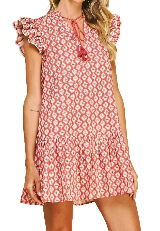 Daily Specials Geo Print Mini Dress In Red/white