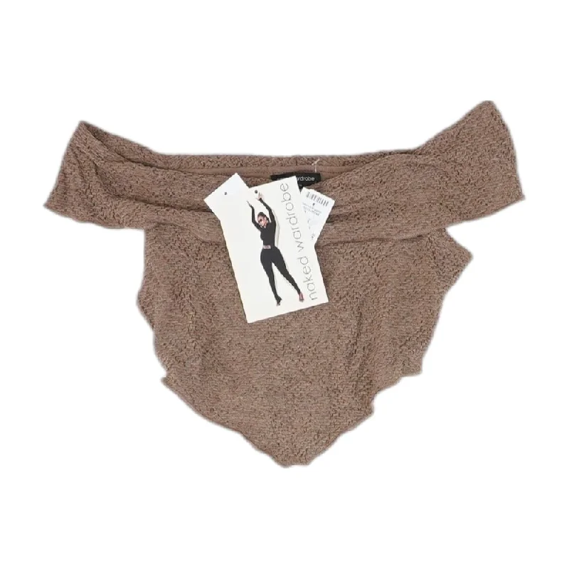 Extra Savings Brown Solid Cropped T-Shirt