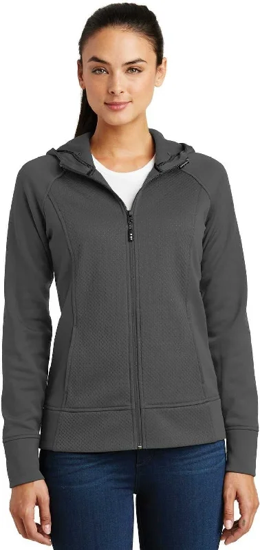 Value Deals Sport-Tek LST295 Ladies Rival Tech Fleece Full-Zip Hooded Jacket - Iron Gray