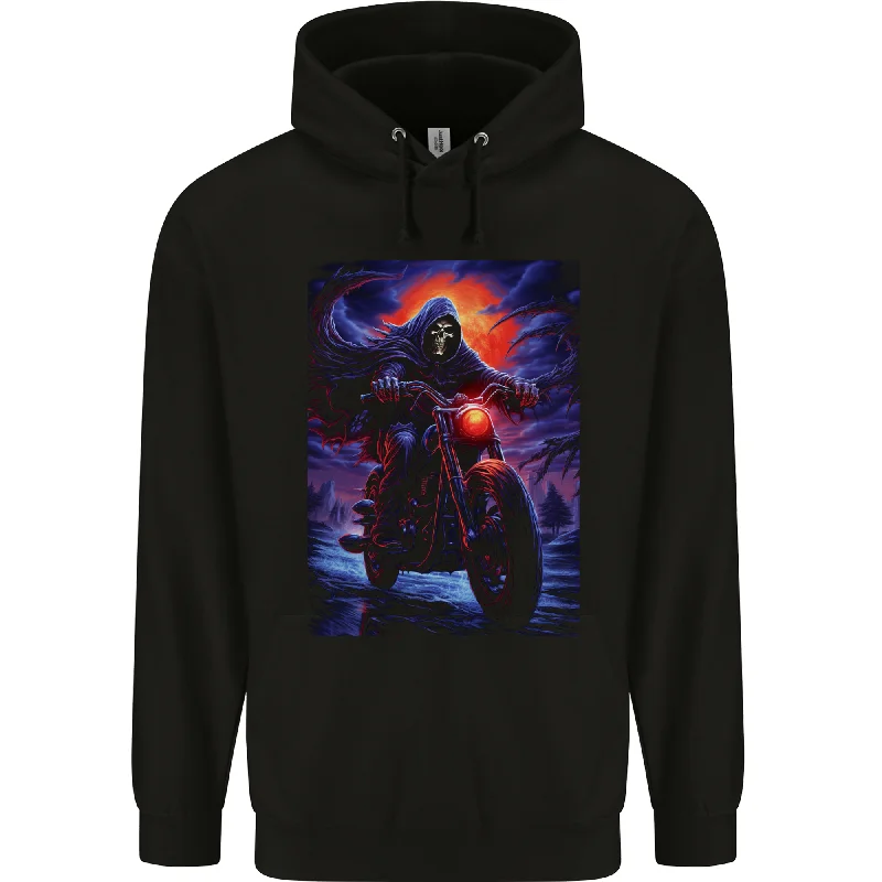 Epic Deals Skull Biker Motorcycle Motorbike Grim Reaper 16 Mens 80% Cotton Hoodie