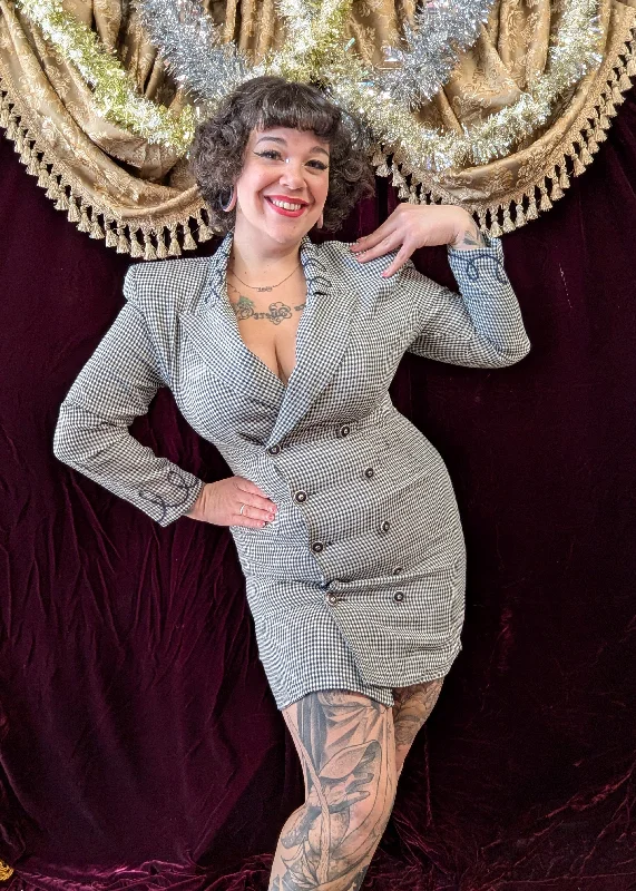 Loyalty Reward Vintage 80s Gingham Double Breasted Suit Dress