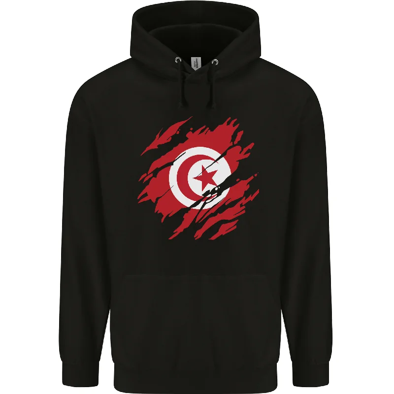 Today Only Torn Tunisia Flag Tunisian Day Football Mens 80% Cotton Hoodie