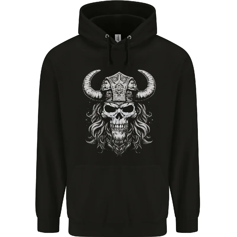 Amazing Deals Viking Warrior Skull Helmet With Horns Mens 80% Cotton Hoodie