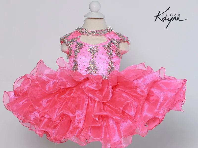 Today’s Deal Sugar Kayne C207 Short Cupcake High Neckline Pageant Dress Girls Corset Ruffle Skirt