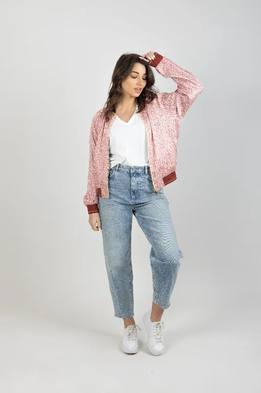 Price Buster PRINTED REVERSIBLE BOMBER JACKET CORAL