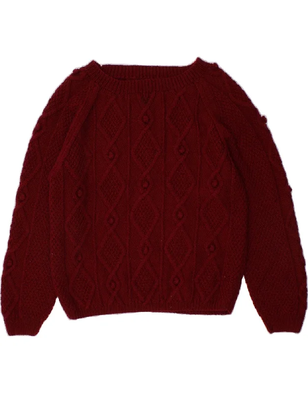 Limited Availability VINTAGE Womens Oversized Boat Neck Jumper Sweater UK 16 Large Burgundy