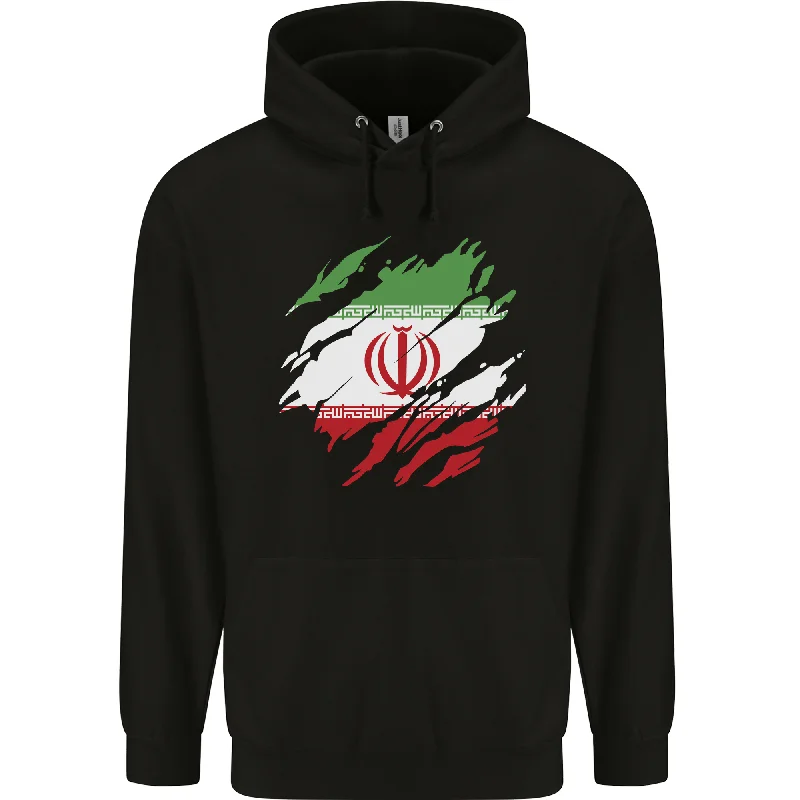 YEAR-End Sale Torn Iran Flag Iranian Day Football Mens 80% Cotton Hoodie