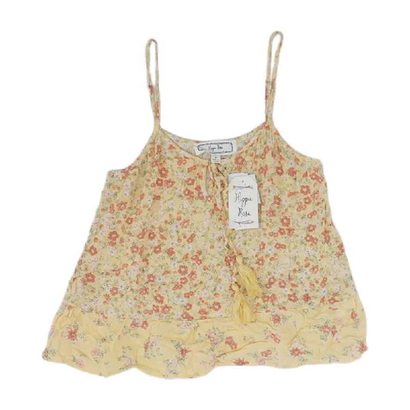 Great Bargains Yellow Floral Cropped Tank