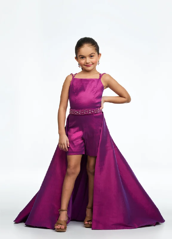 Doorbuster Deal Ashley Lauren Kids 8131 Size 2 Magenta Stretch Taffeta Romper Fun Fashion Overskirt Pageant Wear