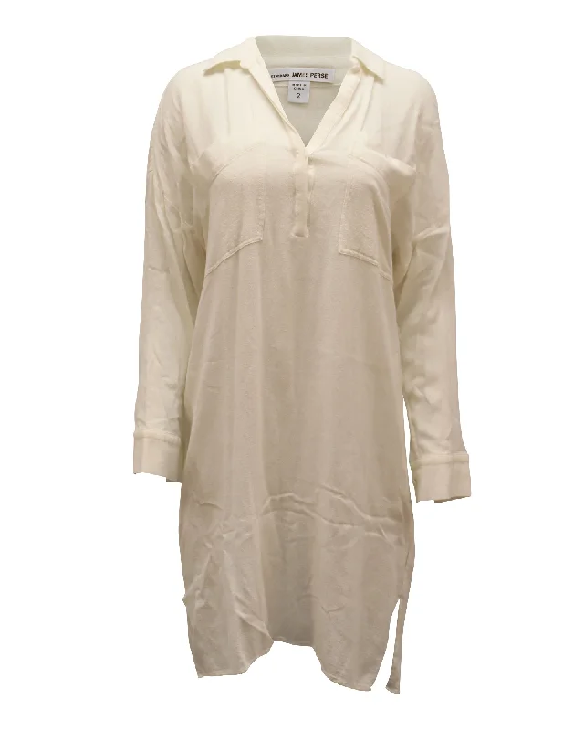 Bonus Savings James Perse Shirt Dress in Ivory Viscose