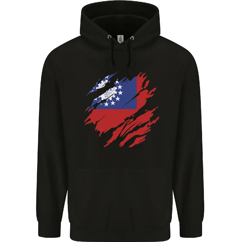 Can't Miss Torn Myanmar Flag Burmese Day Football Mens 80% Cotton Hoodie