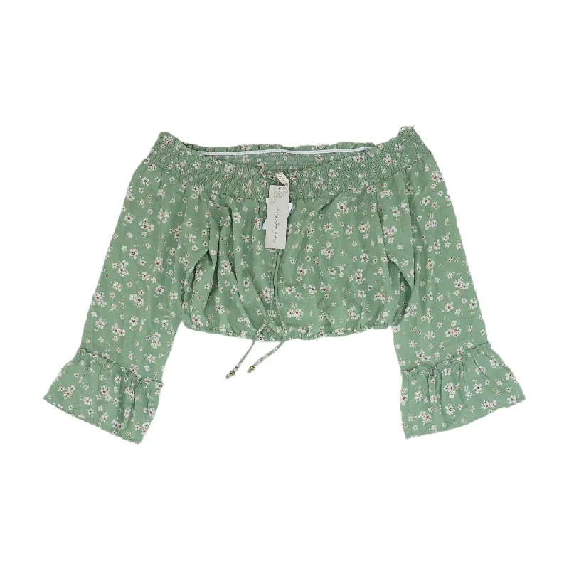 Crazy Deals Green Floral 3/4 Sleeve Blouse