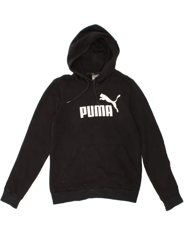 Savings Bonanza PUMA Womens Graphic Hoodie Jumper UK 12 Medium Black Cotton