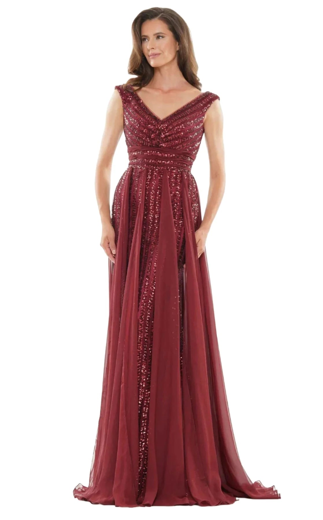 Warehouse Sale Marsoni M314 Size 6,10,14,18,22 Wine Colors Dress Sequin Mother Of Dress A Line Chiffon Formal Evening Gown