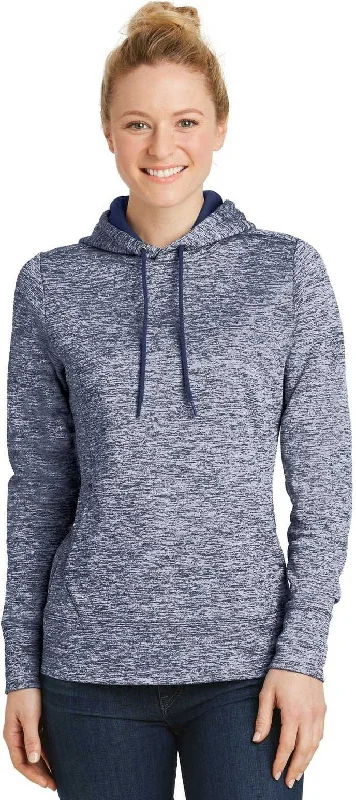 Discount Extravaganza Sport-Tek LST225 Ladies PosiCharge Electric Heather Fleece Hooded Pullover - True Navy Electric
