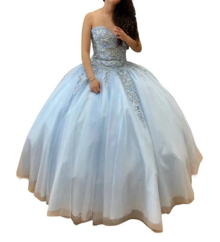 Year-End Clearance Quinceañera Off Shoulder Dress In Light Blue