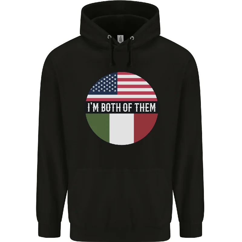 Early Access USA and Italian Heritage Italy American Flag Mens 80% Cotton Hoodie