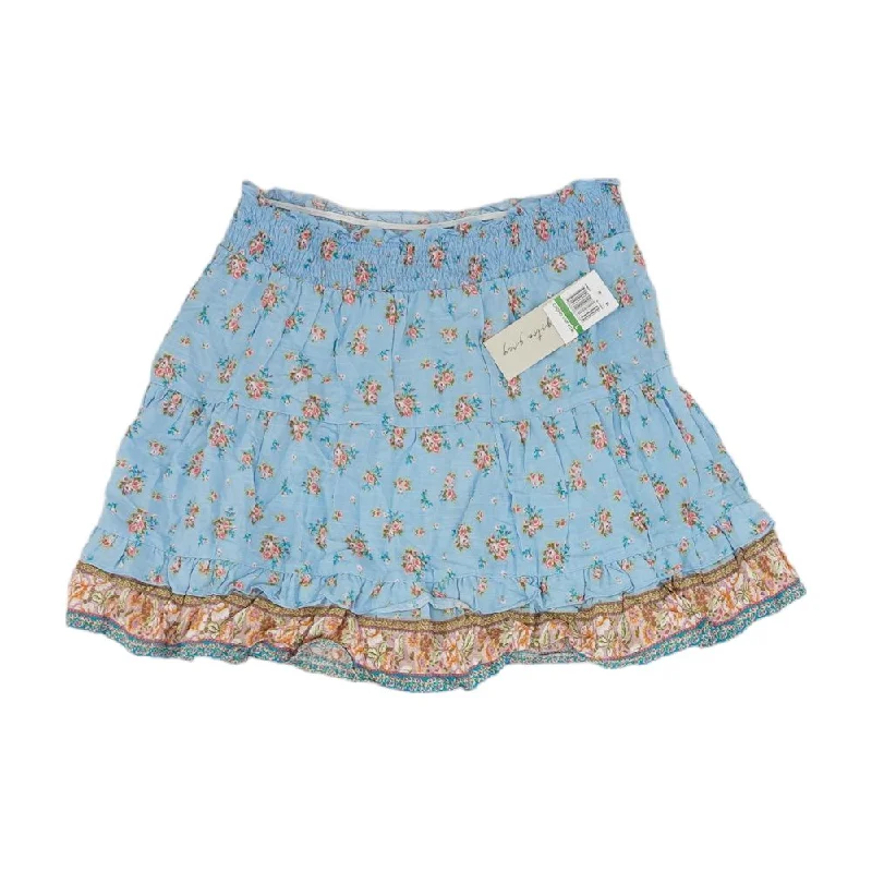 Daily Deals Blue Floral Mini Skirt