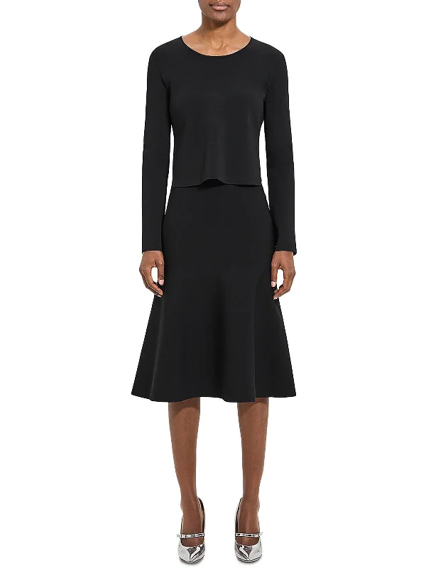 Stock Clearance Womens Layered Knee-Length Sweaterdress