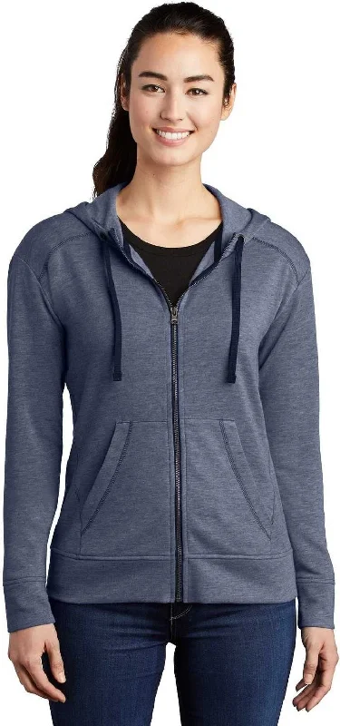 TIME-Limited Offer Sport-Tek LST293 Ladies PosiCharge Tri-Blend Wicking Fleece Full-Zip Hooded Jacket - True Navy Heather