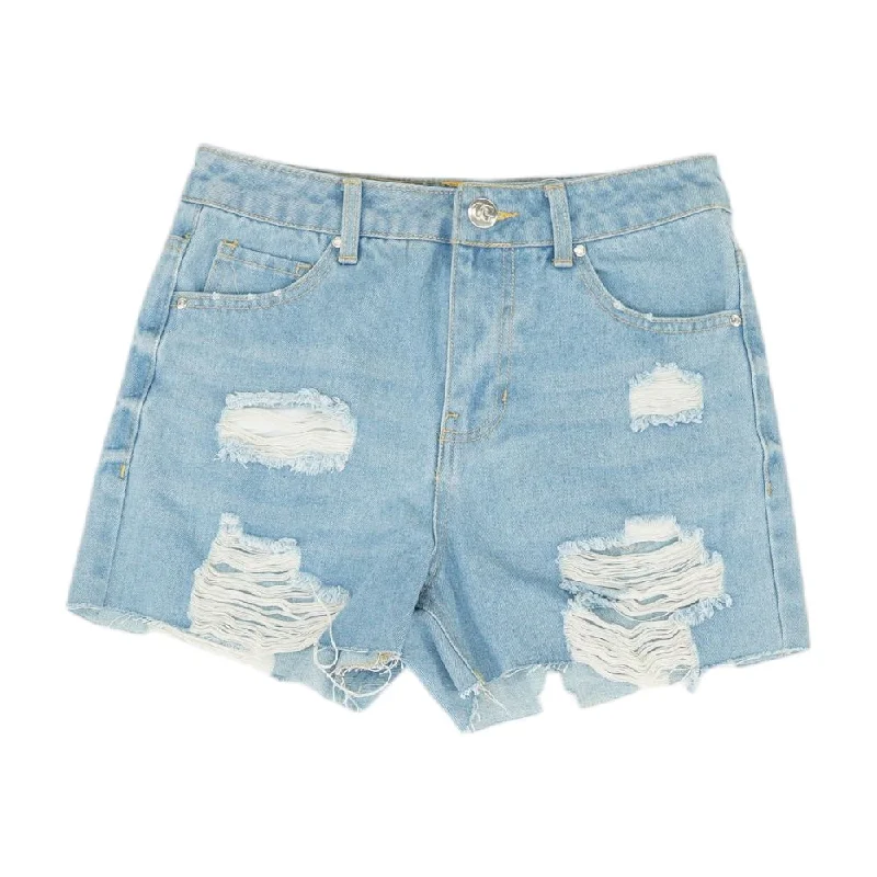 Super Bargain Blue Solid Denim Shorts