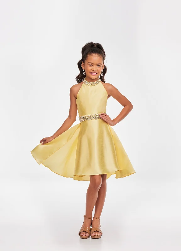 Stock Up and Save Ashley Lauren Kids 8103 Size 4 Yellow Short Halter cocktail dress with overskirt Pageant Wear Stock Up and Save Ashley Lauren Kids 8103 Size 4 Yellow Short Halter cocktail dress with overskirt Pageant Wear