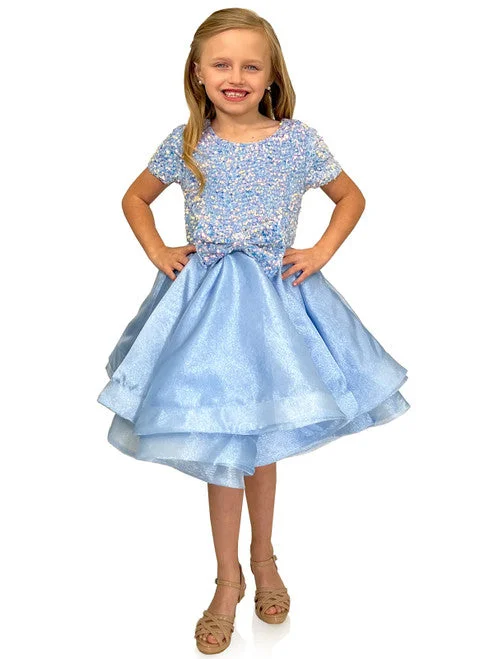 New Markdowns Marc Defang 5105 Short Layered Organza Girls Dress Velvet Sequin Bow Pageant Wear