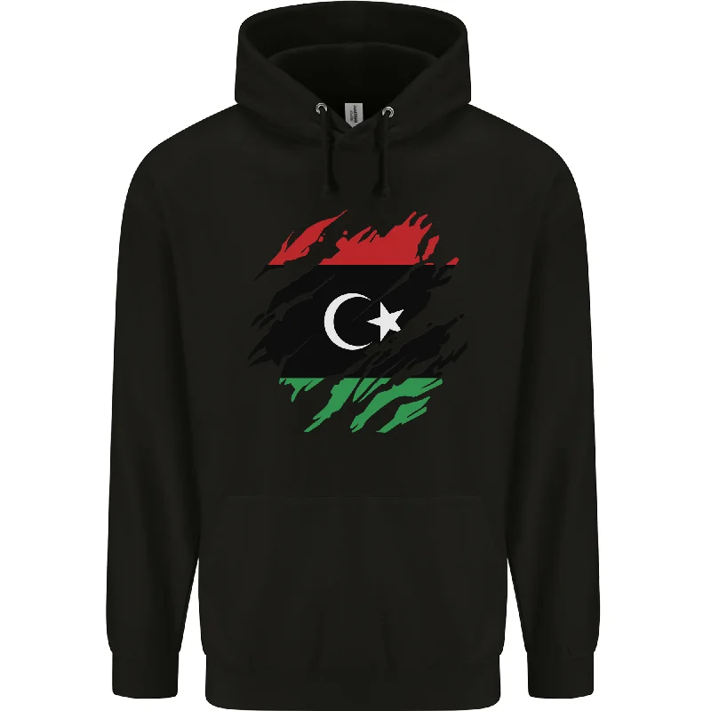 Flash Deals Torn Libya Flag Libyan Day Football Mens 80% Cotton Hoodie