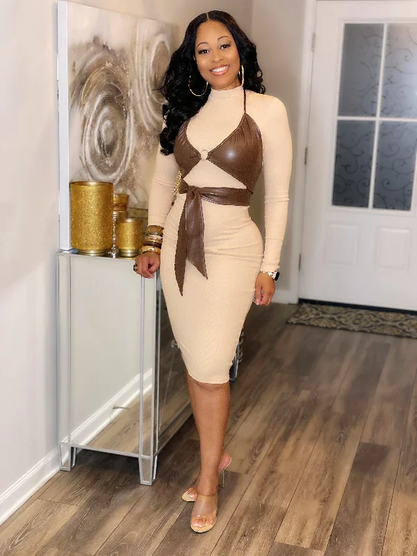Daily Deals Stacked Dress in Brown