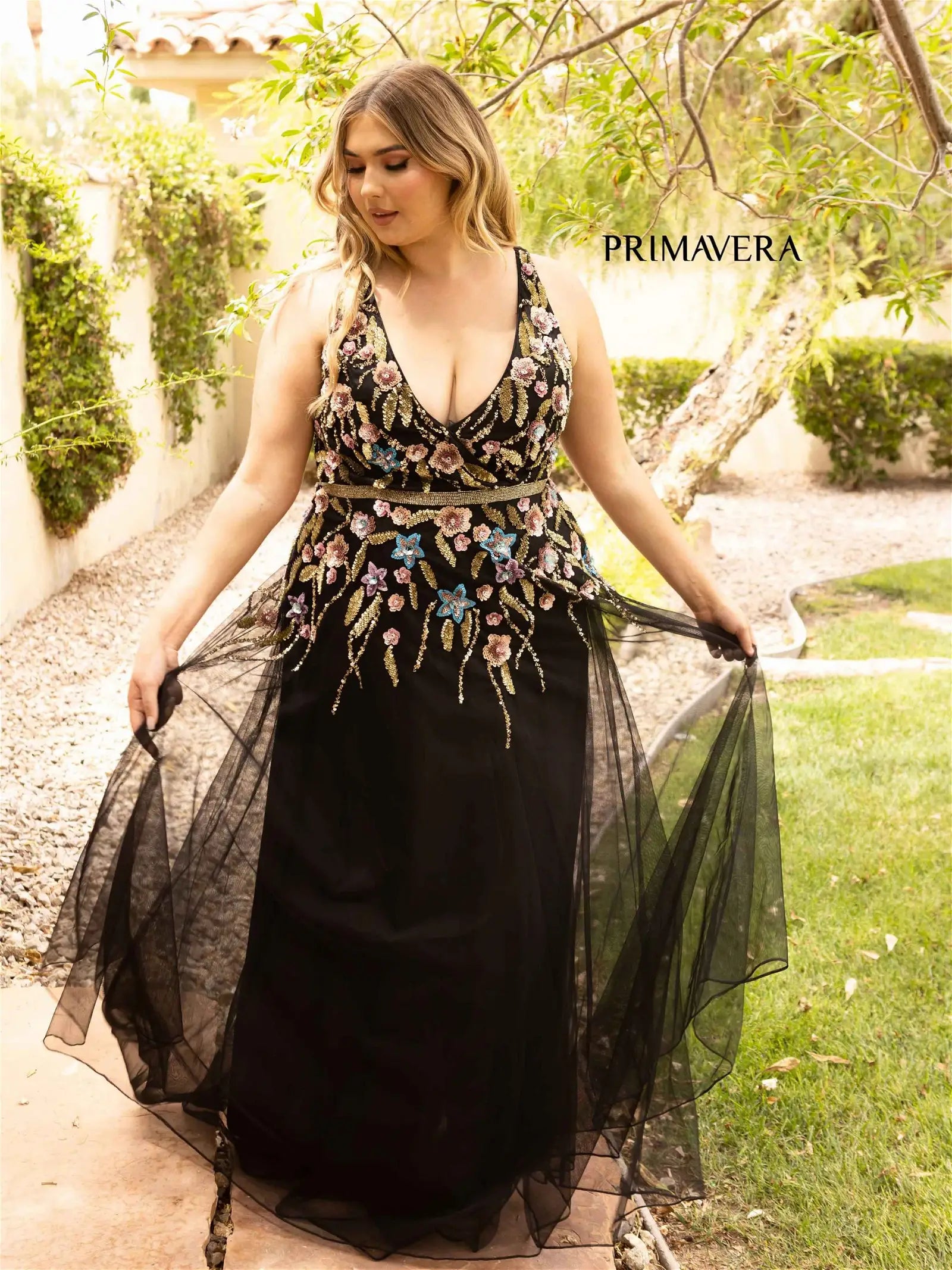 Super Sale Primavera Couture 14006 Size 22 Black Prom Dress Long Ball Gown A Line Beaded Floral formal gown