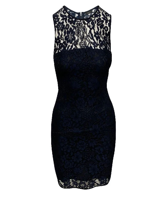 Crazy Deals Joseph Fitted Lace Dress in Blue Rayon