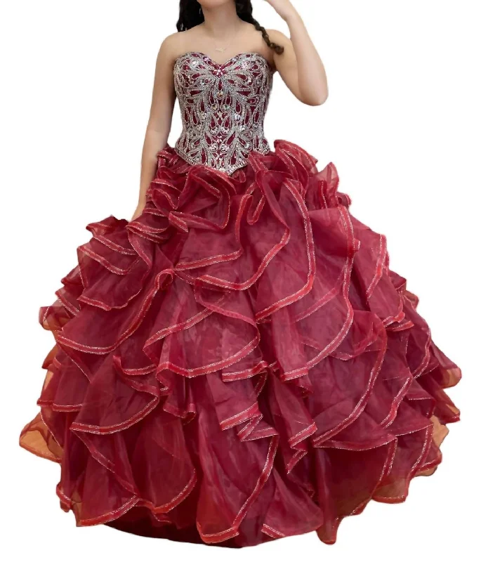 Flash Deals Quinceañera Dress In Wine