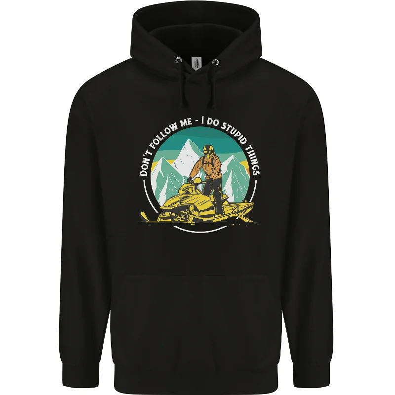 Shop and Save Snowmobile Dont Follow Me Funny Mens 80% Cotton Hoodie