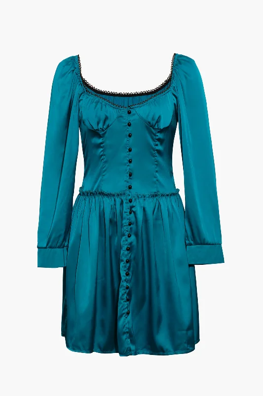 Extra Discounts Satin Off The Shoulder Buttons Down Mini Dress