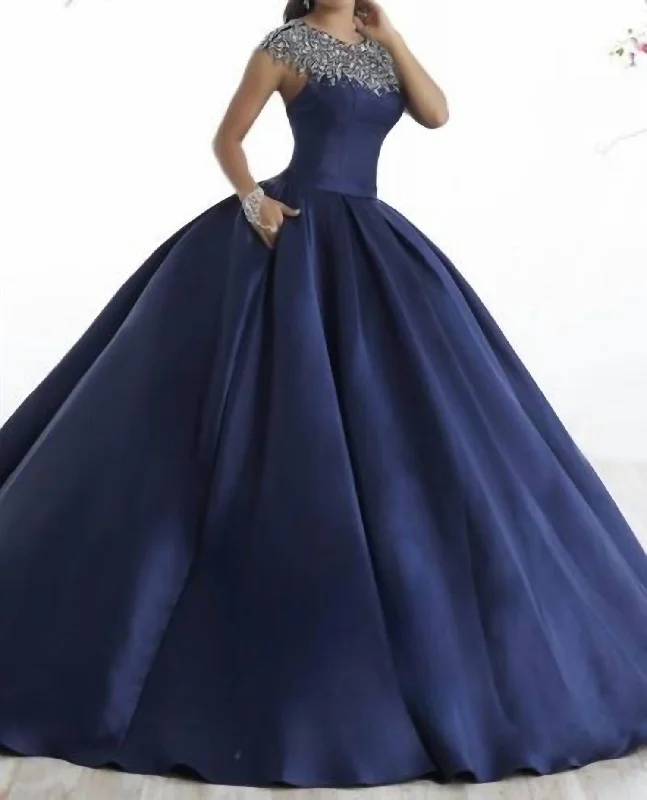 Closeout Sale Quinceañera Dress In Navy