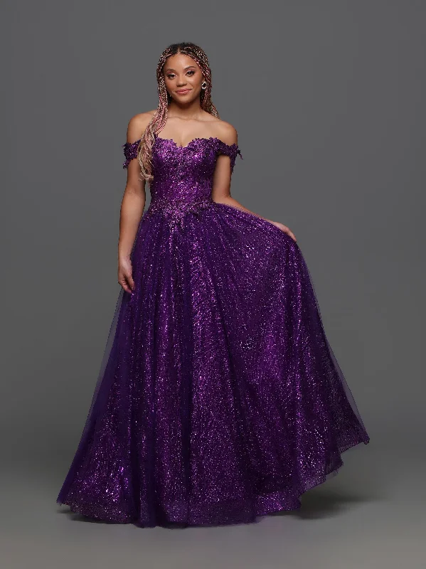 Limited Time Offer Candice Wang 72405 Size 2, 4 Purple A Line Glitter Tulle Lace Prom Dress off the shoulder Corset Formal Gown