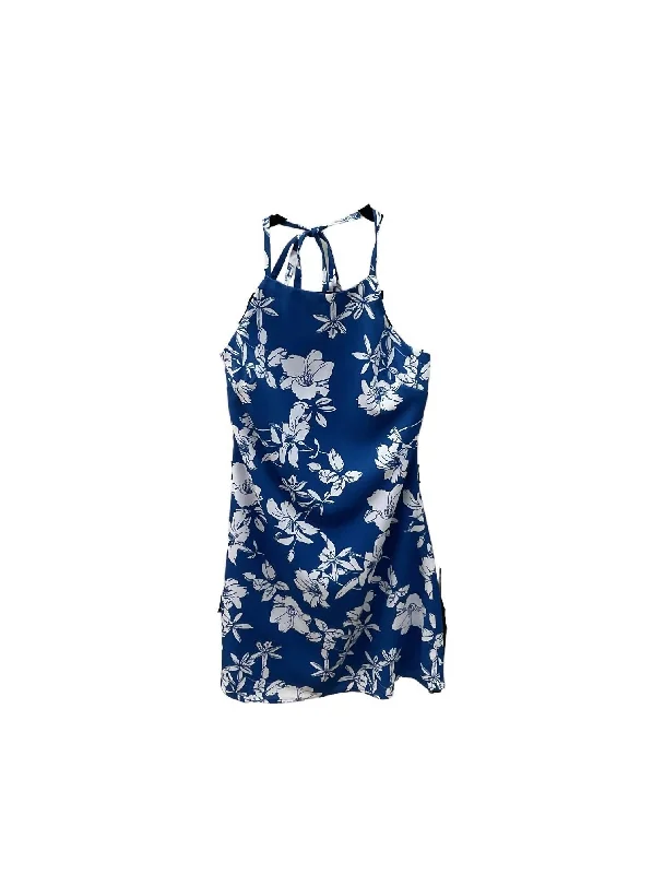 Markdowns Halter Tie Floral Mini Dress In Royal
