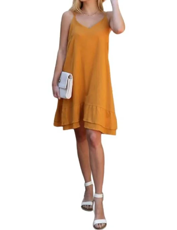 Exclusive Deal Ruffle My Feathers Dress In Mustard