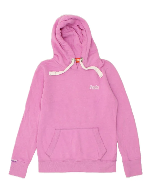 Final Clearance SUPERDRY Womens Hoodie Jumper UK 14 Medium Purple Polyester